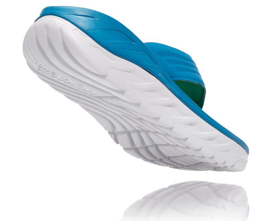 Hoka Australia One One ORA Recovery Flip - Mens Sandals Blue/White - UYARM-3298